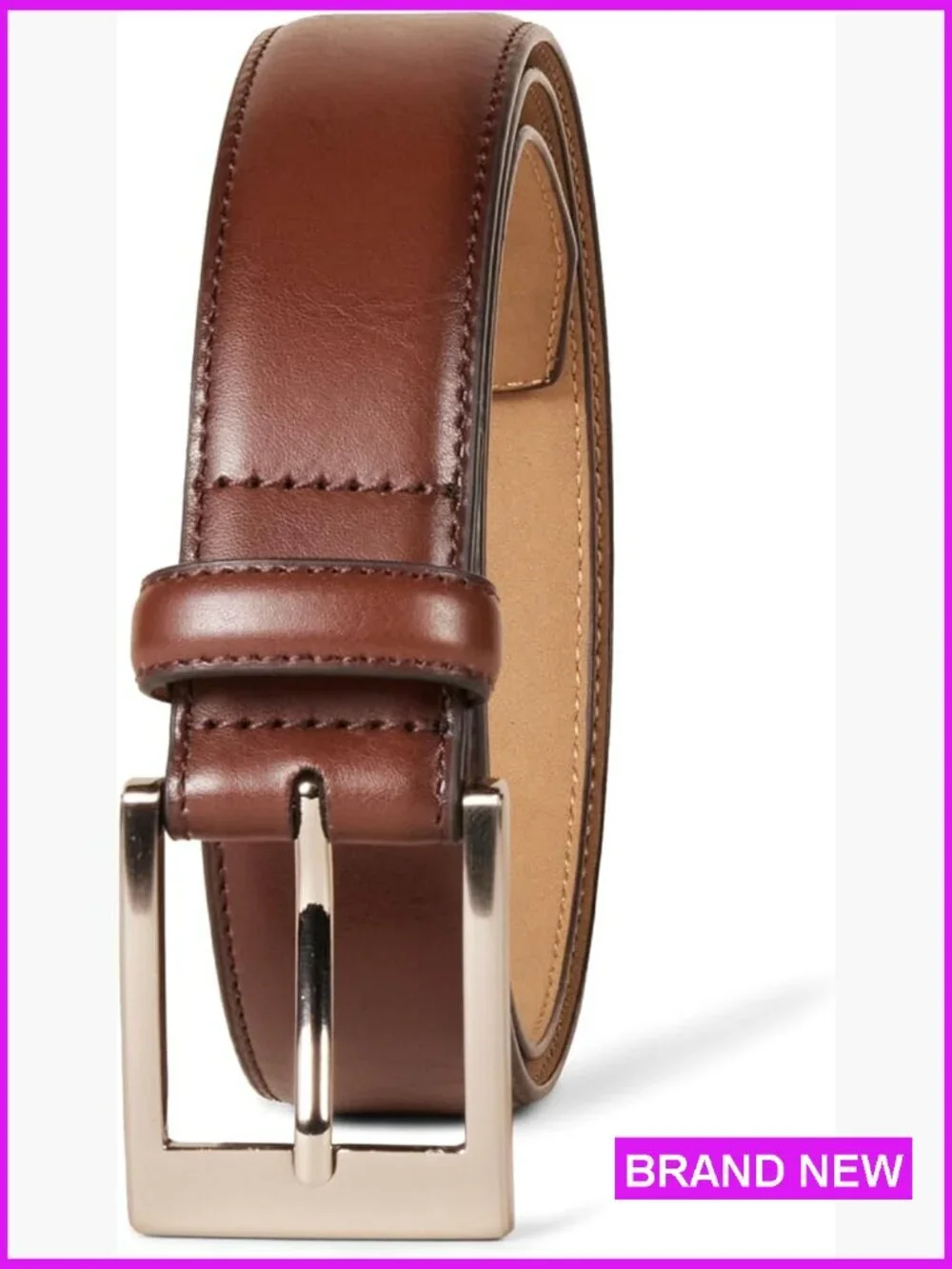 Classic Dress Belt Men Leather Metal Buckle 7 Holes Versatile Work Casual